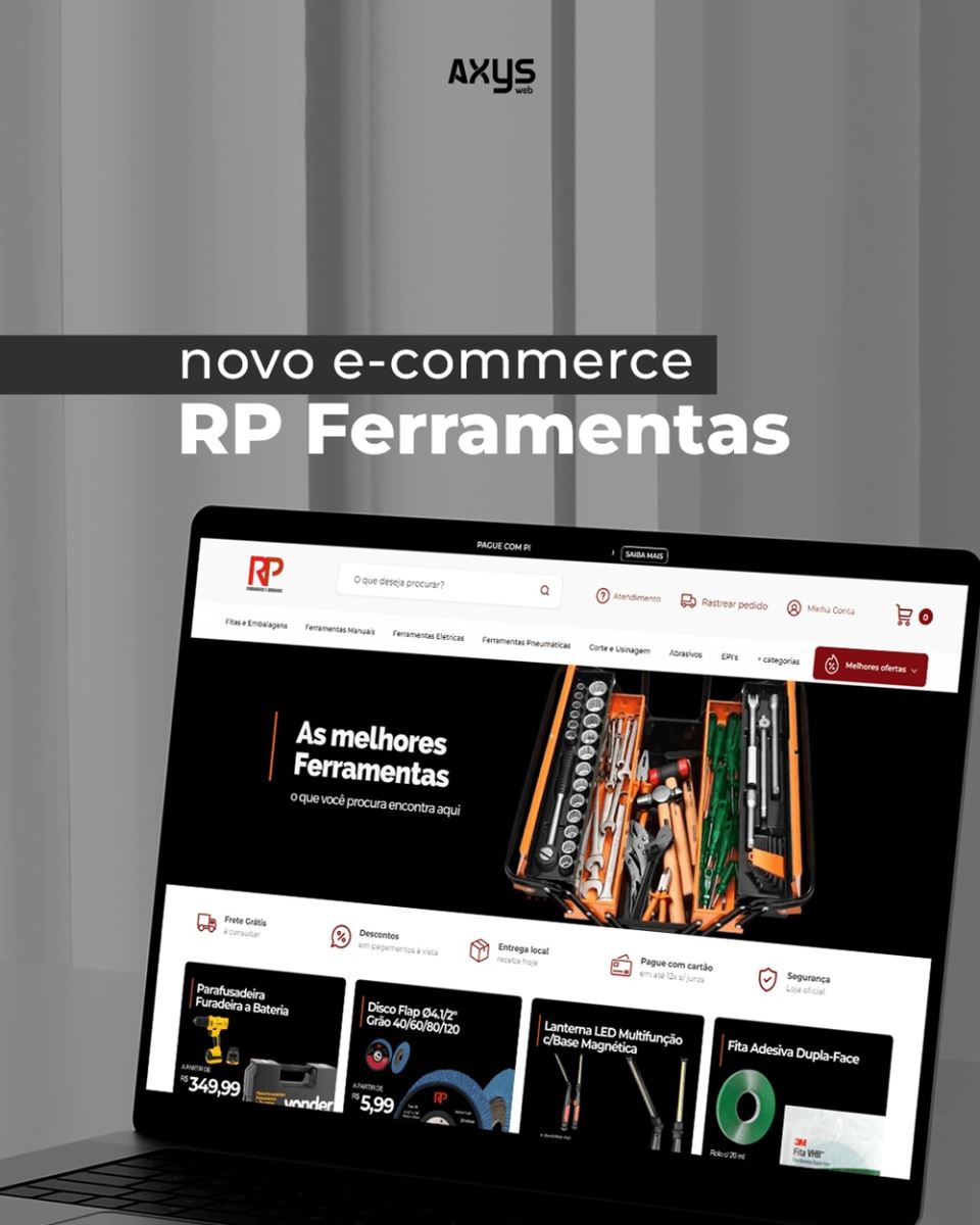 Confira o e-commerce desenvolvido para a RP Ferramentas.