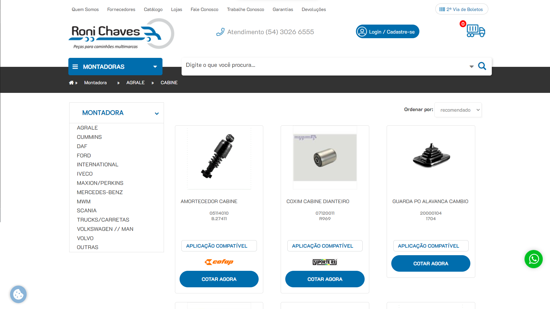 Print de tela ecommerce axys